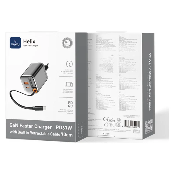 Wiwu Helix Wi-G020 65 W Type-C Kablolu Hızlı Şarj Aleti - Görsel 3