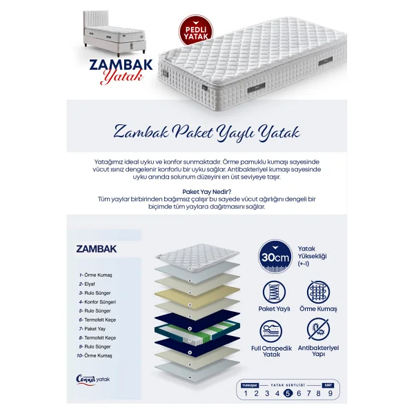 Cennet Yatak Zambak Pedli 120x200 cm Ortopedik Tek Kişilik Yatak - Görsel 4