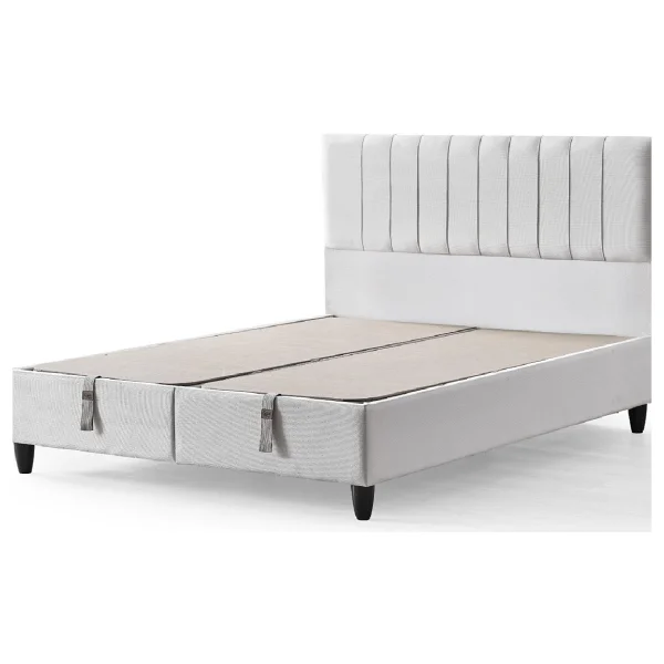 Cennet Yatak Zambak Çift Kişilik Sandıklı Baza Ve Başlık Takımı 2'li Set - Ekru - 140 X 190 Cm - Görsel 2