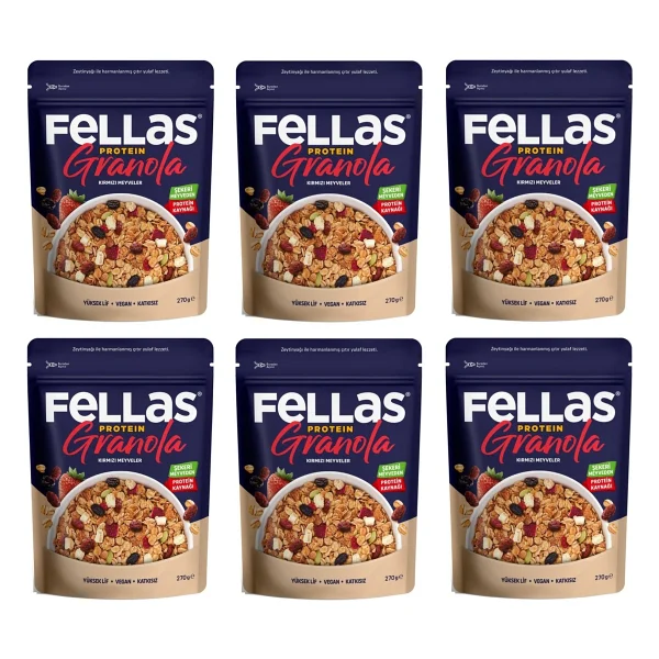 Fellas Vegan Protein Granola Kırmızı Meyveler 270 Gr X 6 Adet - Görsel 3