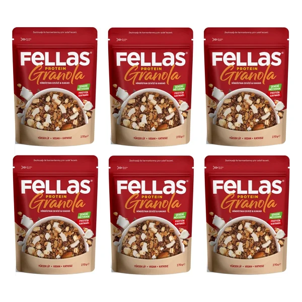 Fellas Vegan Protein Granola Hindistan Cevizi & Kakao 270 Gr X 6 Adet - Görsel 3