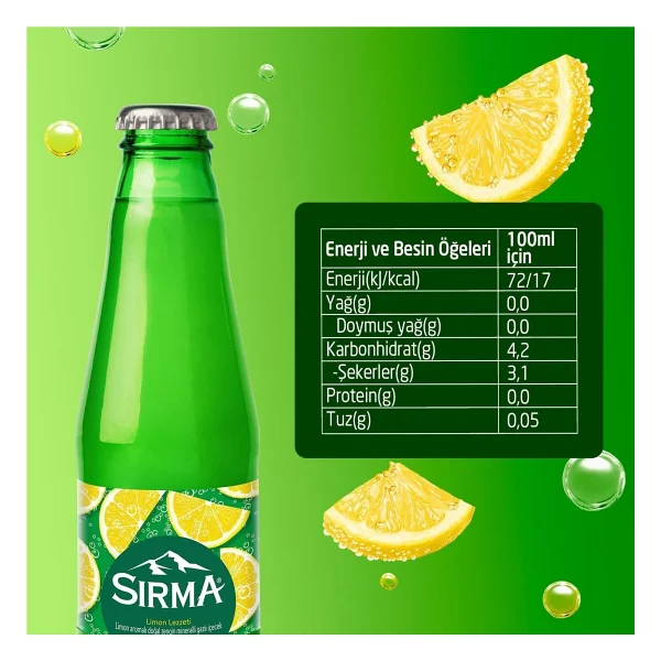 Sırma C Vitaminli Limon Aromalı Doğal Maden Suyu 200 Ml X 24 Adet - Görsel 4