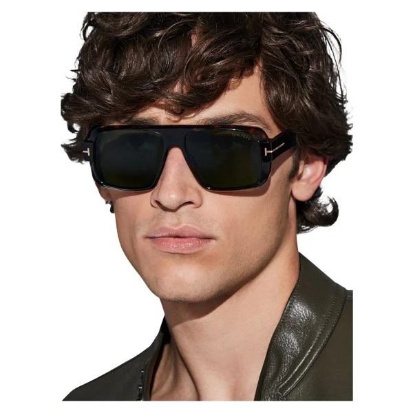 Tom Ford Turner Ft1101 52n Dark Havana-Green Erkek Güneş Gözlüğü - Görsel 7