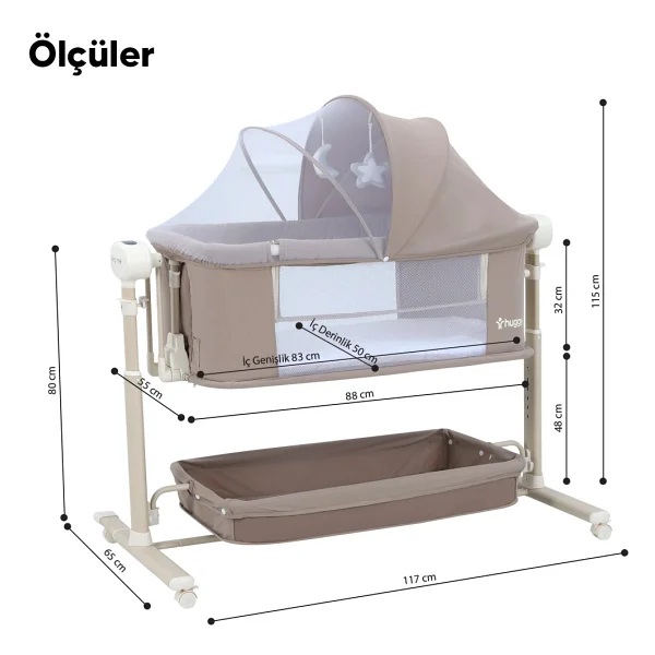 Huggy Swing Me Otomatik Sallanabilir Kumandalı Elektrikli Anne Yanı Beşik - Görsel 3