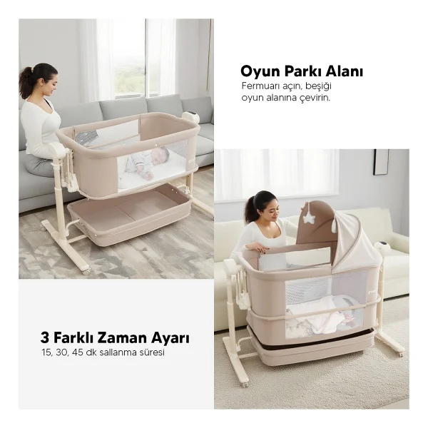 Huggy Swing Me Otomatik Sallanabilir Kumandalı Elektrikli Anne Yanı Beşik - Görsel 5