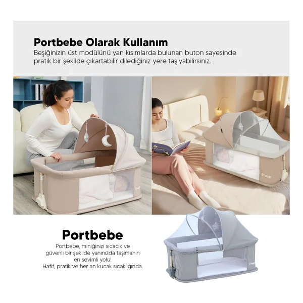 Huggy Swing Me Otomatik Sallanabilir Kumandalı Elektrikli Anne Yanı Beşik - Görsel 6