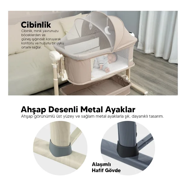Huggy Swing Me Otomatik Sallanabilir Kumandalı Elektrikli Anne Yanı Beşik - Görsel 7