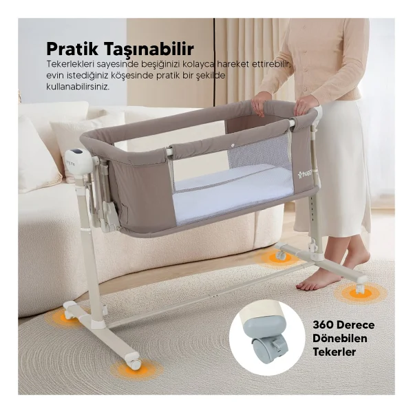 Huggy Swing Me Otomatik Sallanabilir Kumandalı Elektrikli Anne Yanı Beşik - Görsel 8