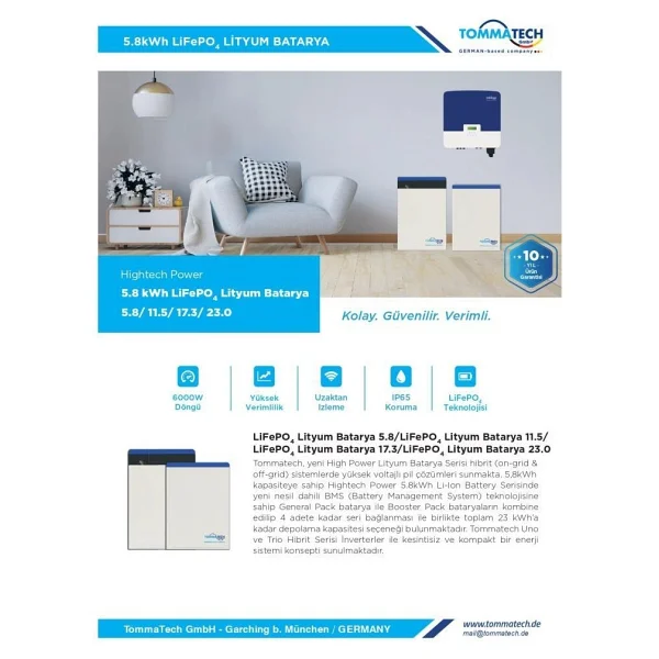 Tommatech Hightech Power Generalpack 5.8kwh Lifepo4 Akü Lityum Batarya - Görsel 3