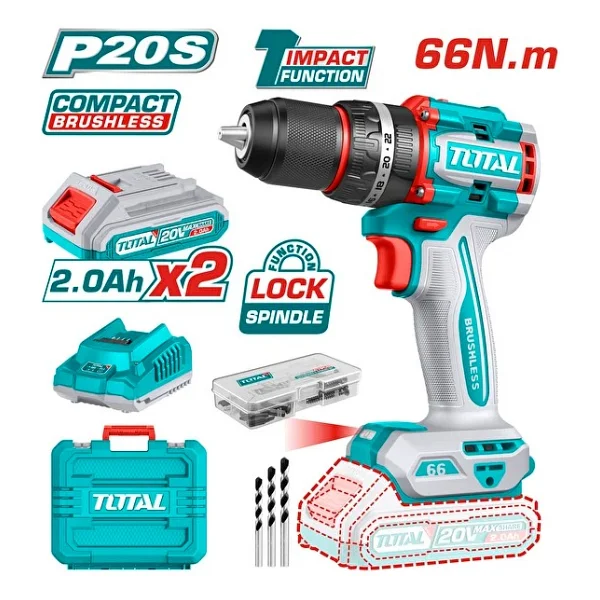 Total Tools Tıdlı20668e Çift Akülü 2 Ah Darbeli Matkap - Görsel 3