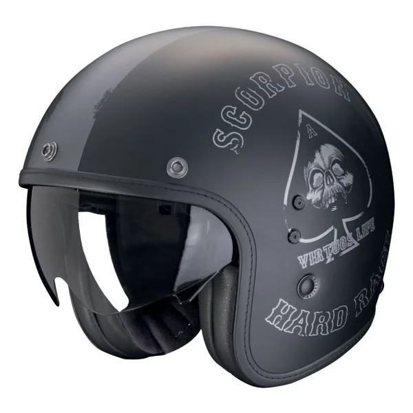 Scorpion Belfast Evo Spade Açık Motosiklet Kaskı Mat Siyah Gümüş - Görsel 6