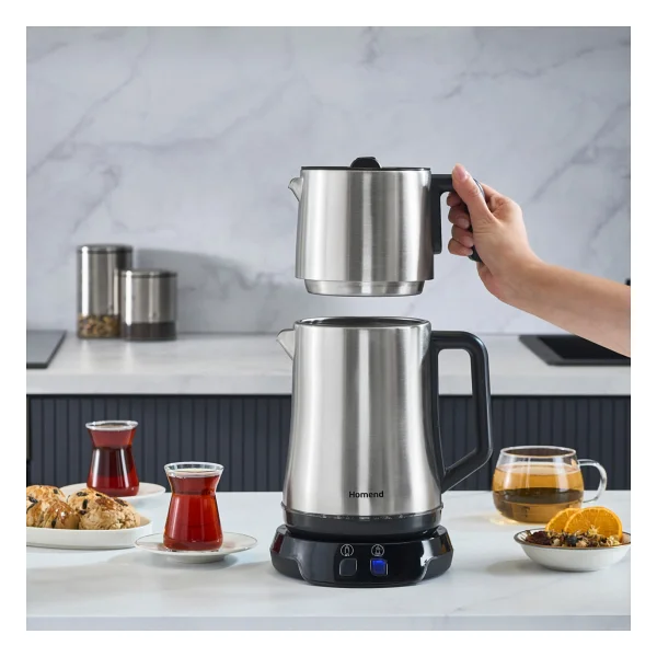 Homend Royaltea Elegant 1775h 1800 W Inox Siyah Konuşan Çay Makinesi - Görsel 3