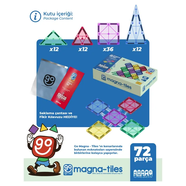 Magna-Tiles 72 Parça Manyetik Yapı Bloğu - Görsel 7