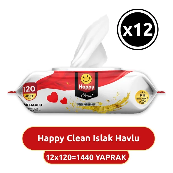 Happy Clean 120 Yaprak 12'li Paket Islak Mendil - Görsel 4