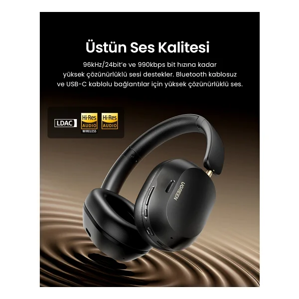 Ugreen Hitune Max 5c ANC Siyah Kulak Üstü Bluetooth Kulaklık - Görsel 5