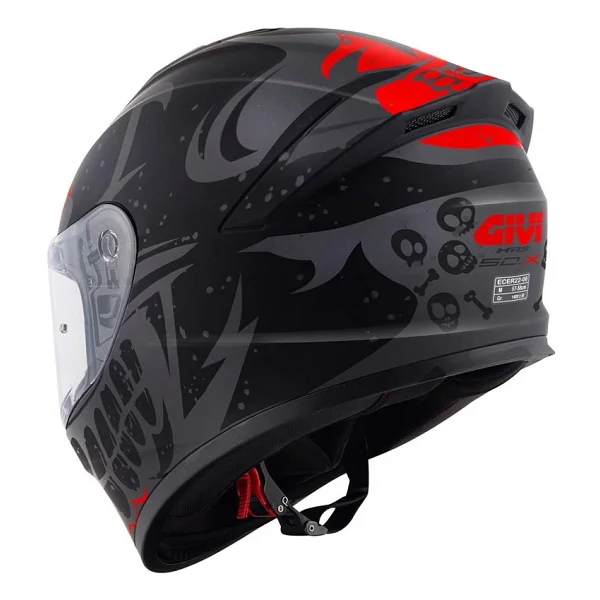 Givi 50.X Bones Mat Siyah Kırmızı Full Face Motor Kaskı - Görsel 5