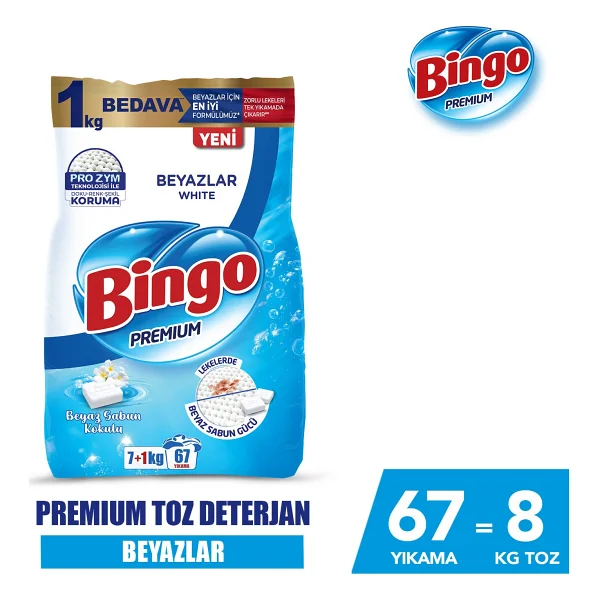 Bingo Matik Premium Beyazlar İçin 8 Kg Toz Deterjan - Görsel 9