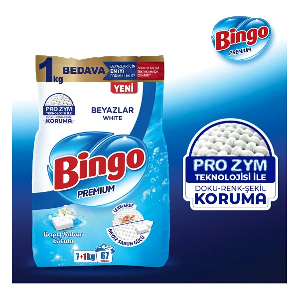 Bingo Matik Premium Beyazlar İçin 8 Kg Toz Deterjan - Görsel 6