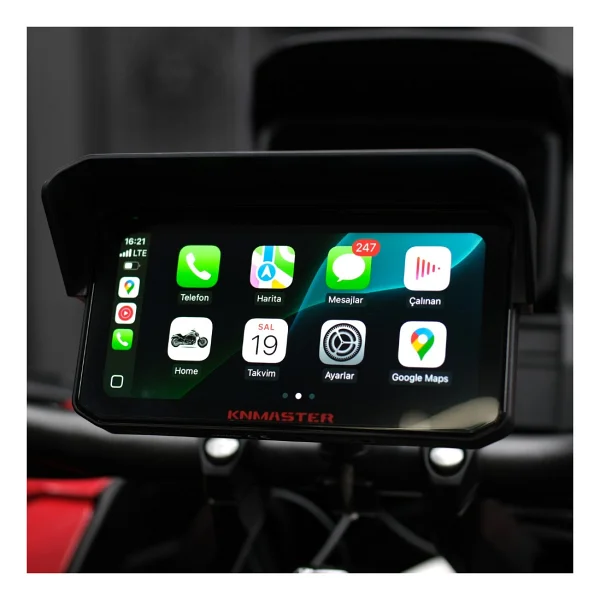 Knmaster Motoplay 1500 - 6.25'' Tpms Sensörlü Kablosuz Carplay & Android Auto Destekli Motosiklet Multimedya Ekranı - Görsel 4