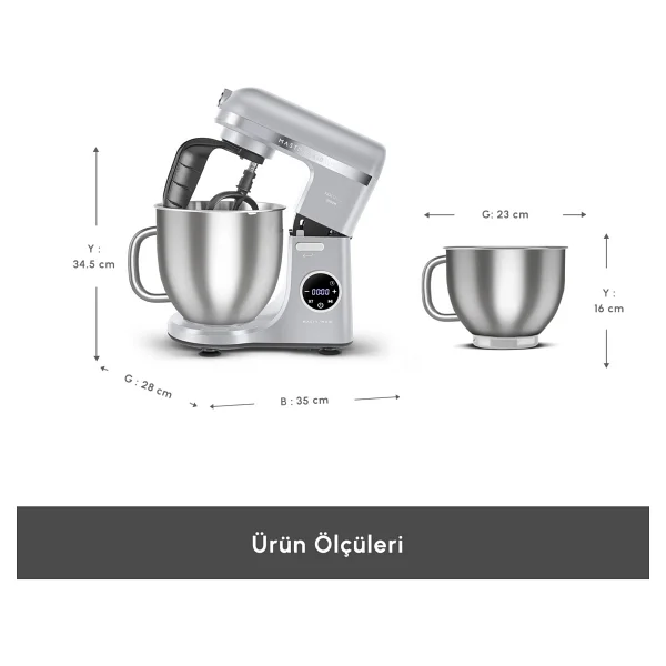 Karaca Mastermaid Chef Ultra D 2000 W Silver 7 Lt Hamur Yoğurma Makinesi - Görsel 2