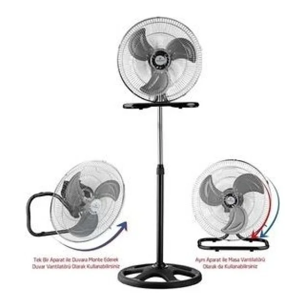 Rubenis 130w Sanayi Tipi Ayaklı Vantilatör - 3'ü 1 Arada, Ultra Geniş Salınım Açısı İle Masaüstü Ve Ayaklı Kullanım Seçenekleri - Görsel 5