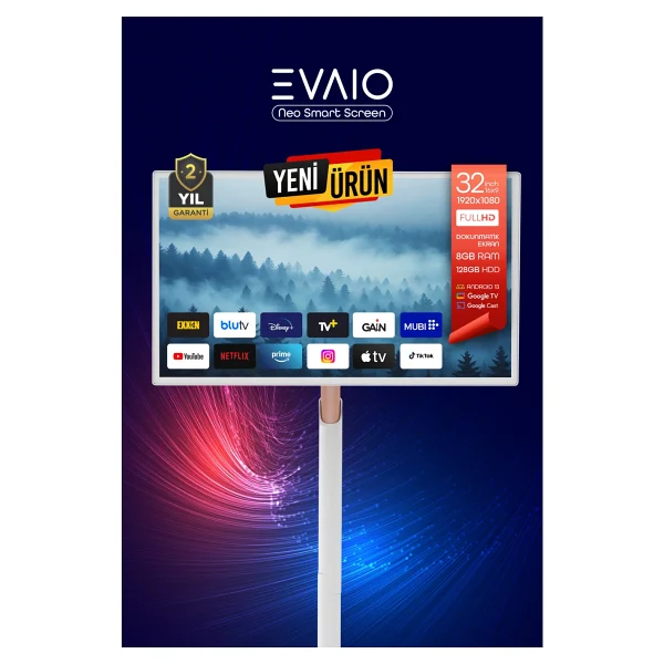 Evaio Neo Full HD 32" 82 Ekran Android Smart Taşınabilir LED TV - Görsel 9