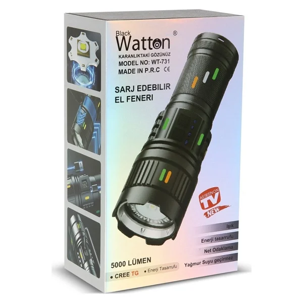 Watton Wt-731 5000 Lümen LED Şarjlı El Feneri - Görsel 5