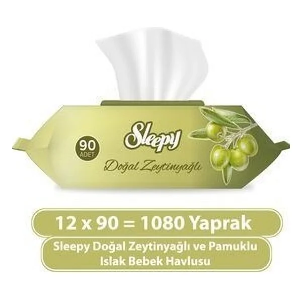 Sleepy Zeytinyağlı 90 Yaprak 12'li Paket Islak Mendil - Görsel 4
