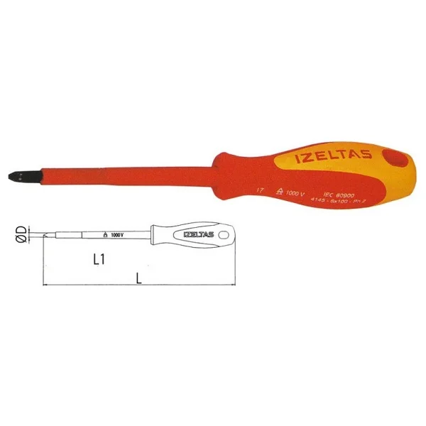 İzeltaş 4145186100 1000 V 6x100 Mm İzoleli Elektrikçi Yıldız Tornavida - Görsel 4