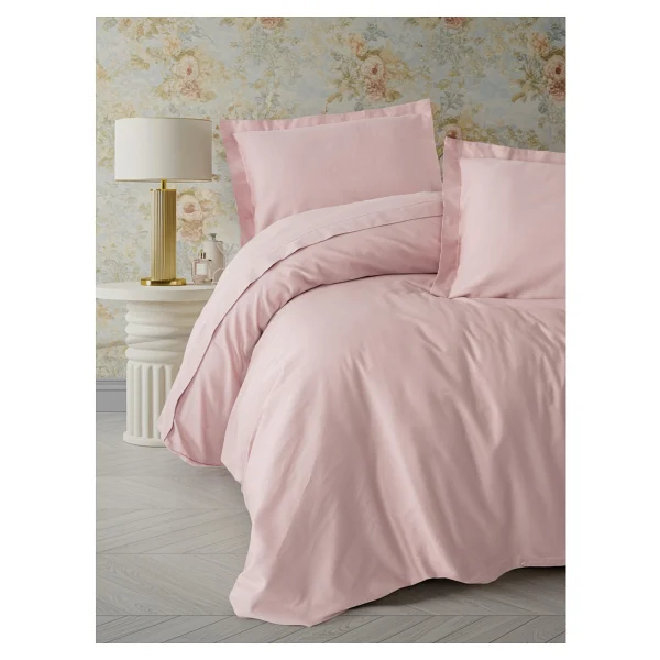 Cotton Box Elegant Stripe Çift Kişilik Nevresim Takımı Pudra - Görsel 3
