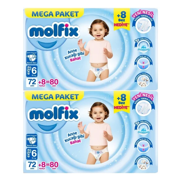 Molfix 6 Numara Extra Large 160'lı Bebek Bezi - Görsel 6