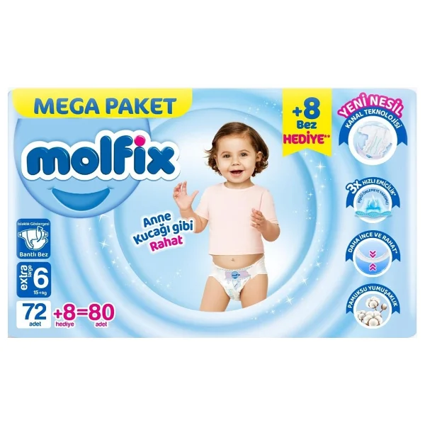 Molfix 6 Numara Extra Large 160'lı Bebek Bezi - Görsel 2