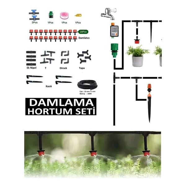 Deliksiz Düz Damla Sulama Sistemi Ve Parçaları Bahçe Ağaç Fidan Sebze Damlama Hortumu Borusu - Görsel 4