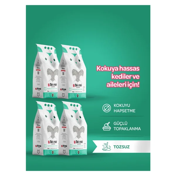 Toi Moi 4lü Avantaj Paketi Kokuya Hassas Topaklanan Tozsuz Kokusuz Bentonit Kedi Kumu 4x5kg - Görsel 6