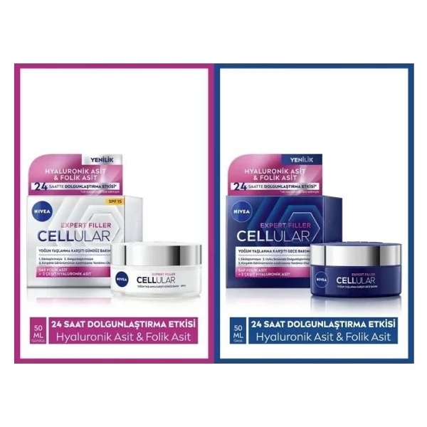 Nivea Cellular Expert Filler Yoğun Yaşlanma Karşıtı Spf15 Gündüz Ve Gece Bakımı 2'li Krem Seti - Görsel 5