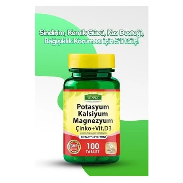 Vitapol Potasyum Kalsiyum Magnezyum 100 Tablet - Görsel 3