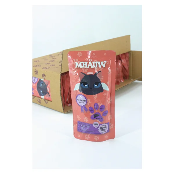 MHAUW 30 Paket Mhauw Kediler İçin Ciğer Ödül Mama Püre 80 Gr - Görsel 4