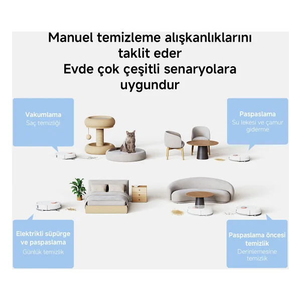 Xiaomi Vacuum H40 Çöp İstasyonlu Akıllı Robot Süpürge - Görsel 5
