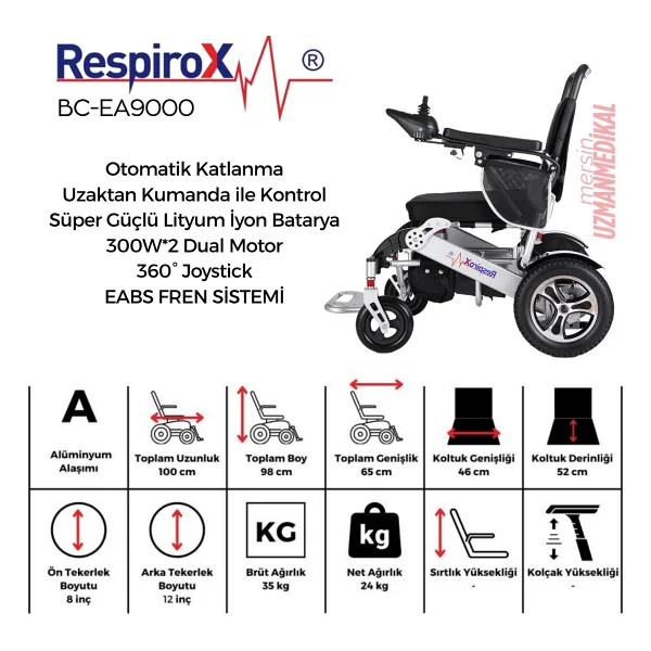 Respirox Bc-Ea9000 Akülü Tekerlekli Sandalye - Görsel 2