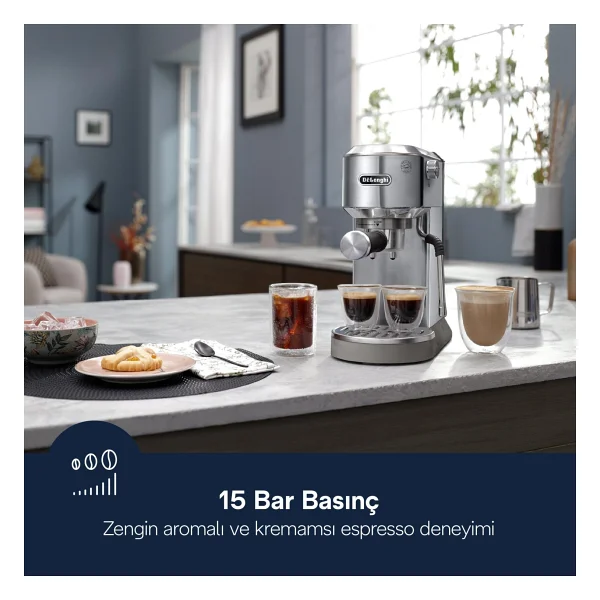 Delonghi Dedica Duo Ec890.M Gümüş Manuel Espresso Makinesi - Görsel 3