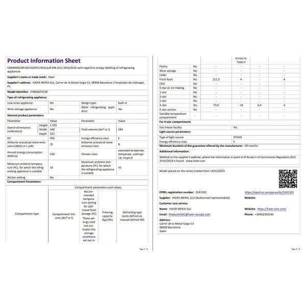Haier HBQW5519E Kombi No Frost Ankastre Buzdolabı - Görsel 5