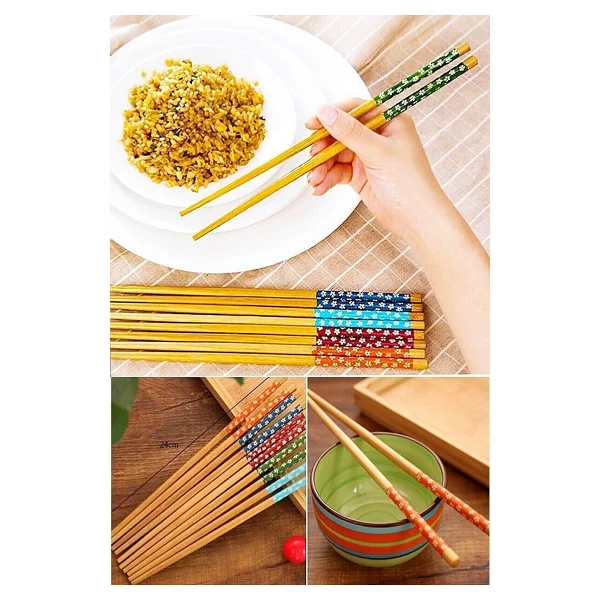 Bambu Chopstick Çubuk Yemek Çubuğu Yıkanabilir Tekrar Kullanılabilir ( 10 Çift- 20 Adet ) - Görsel 6