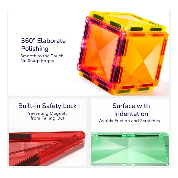 Mideer Renkli Magnetic Tiles Ct1210 60 Parça Blok Oyuncak - Görsel 3
