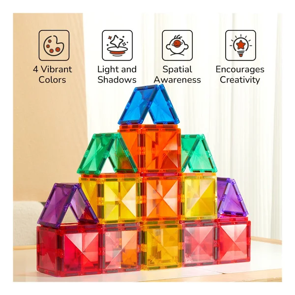 Mideer Renkli Magnetic Tiles Ct1210 60 Parça Blok Oyuncak - Görsel 6