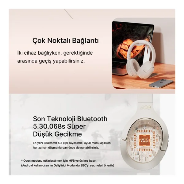 Qcy H2 Pro Siyah Kulak Üstü Bluetooth Kulaklık - Görsel 5