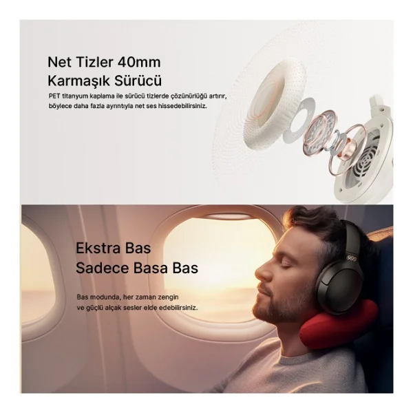Qcy H2 Pro Siyah Kulak Üstü Bluetooth Kulaklık - Görsel 3