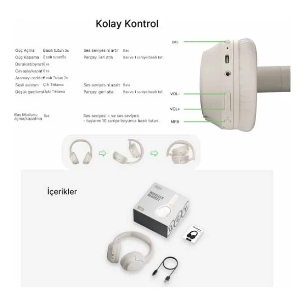 Qcy H2 Pro Kulak Üstü Bluetooth Kulaklık - Görsel 7