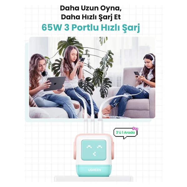 Ugreen Nexode Rg 65 W Robot Hızlı Şarj Adaptörü - Görsel 4
