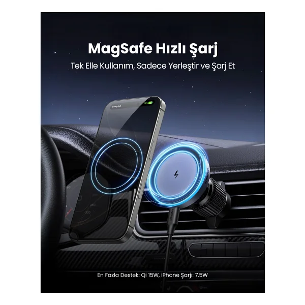 Ugreen W525 35029 Magsafe Manyetik Araç Telefon Tutucu - Görsel 4