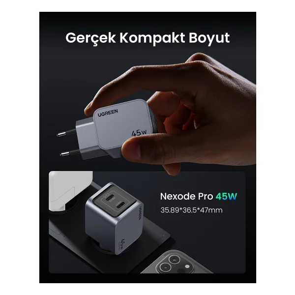 Ugreen Nexode Pro 35008 45 W Hızlı Şarj Adaptörü - Görsel 10